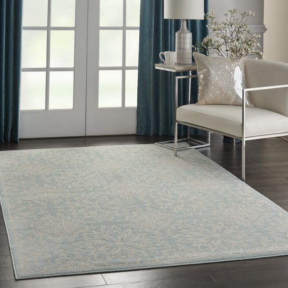 Nourison Bliss Modern Floral Ivory/Green 4' x 6' Area Rug, (4' x 6')
