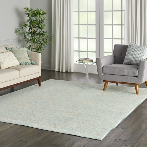 Nourison Bliss Modern Floral Ivory/Green 7'10" x 9'10" Area Rug, (8' x 10')