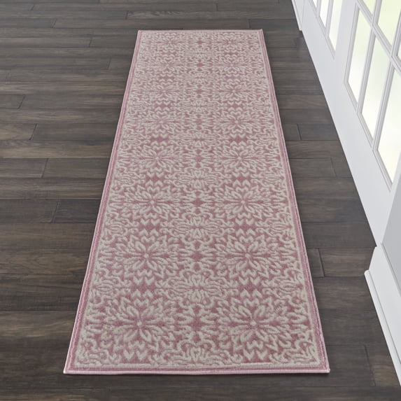Nourison Bliss Modern Floral Ivory/Pink 2'3" x 7'3" Area Rug, (2' x 7')