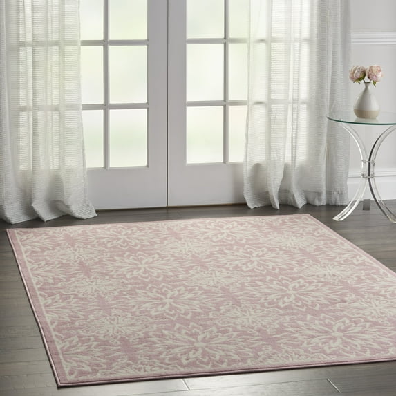 Nourison Bliss Modern Floral Ivory/Pink 4' x 6' Area Rug, (4' x 6')