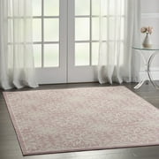 Nourison Bliss Modern Floral Ivory/Pink 5'3" x 7'3" Area Rug, (5' x 7')