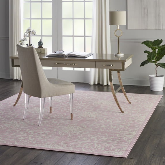 Nourison Bliss Modern Floral Ivory/Pink 7'10" x 9'10" Area Rug, (8' x 10')