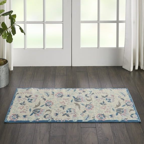 Nourison Bliss Transitional Floral Ivory/Multicolor 2' x 4' Area Rug, (2' x 4')