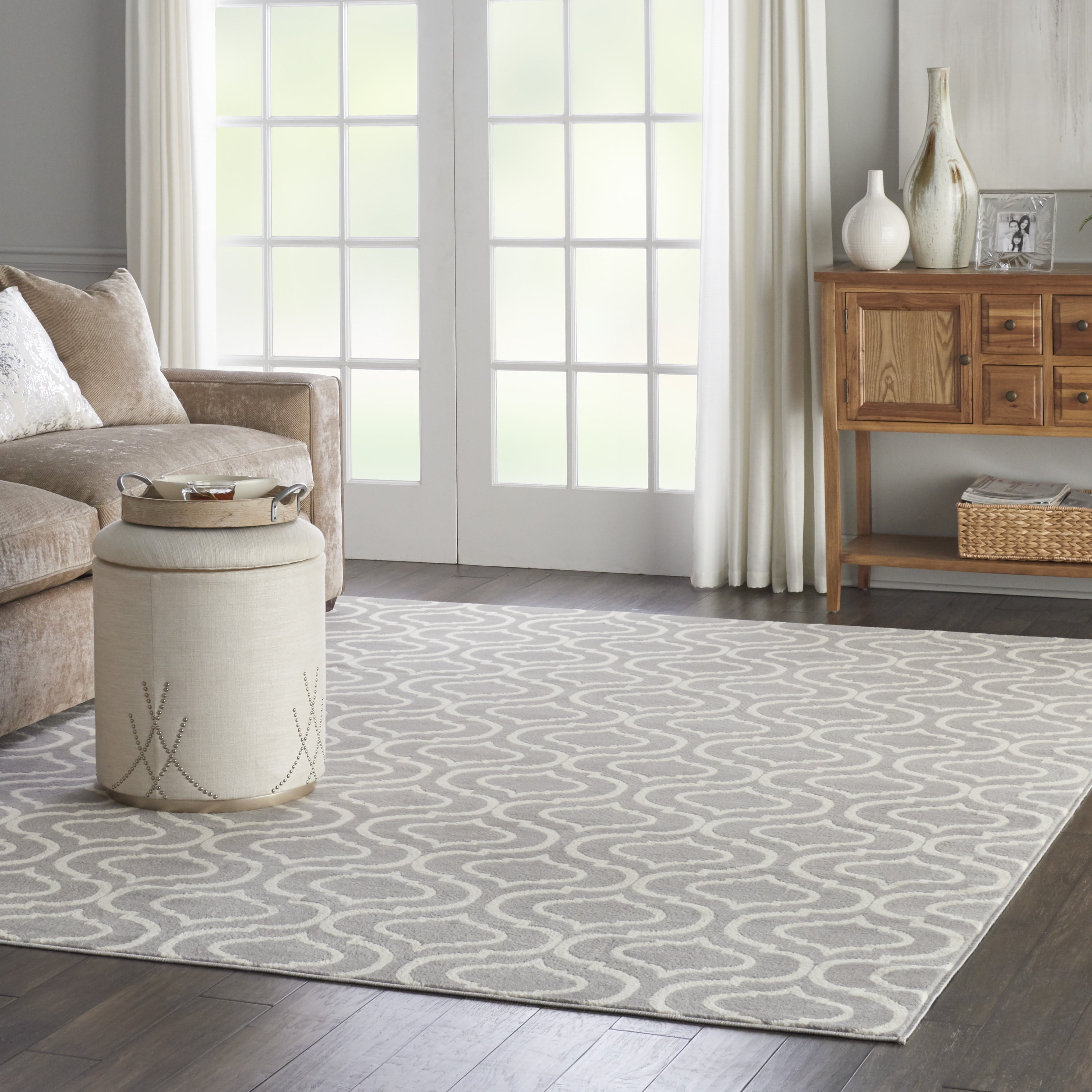 Nourison Bliss Transitional Moroccan Grey 7'10" x 9'10" Area Rug, (8' x 10')