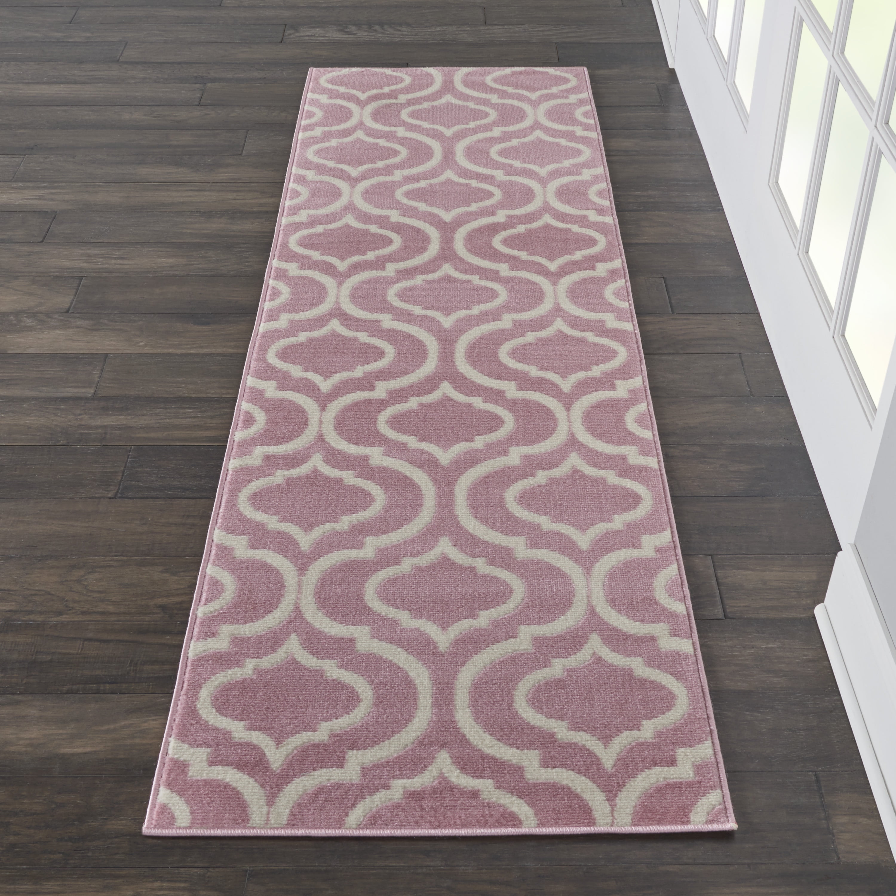 Nourison Bliss Transitional Moroccan Pink 2'3" x 7'3" Area Rug, (2' x 7')
