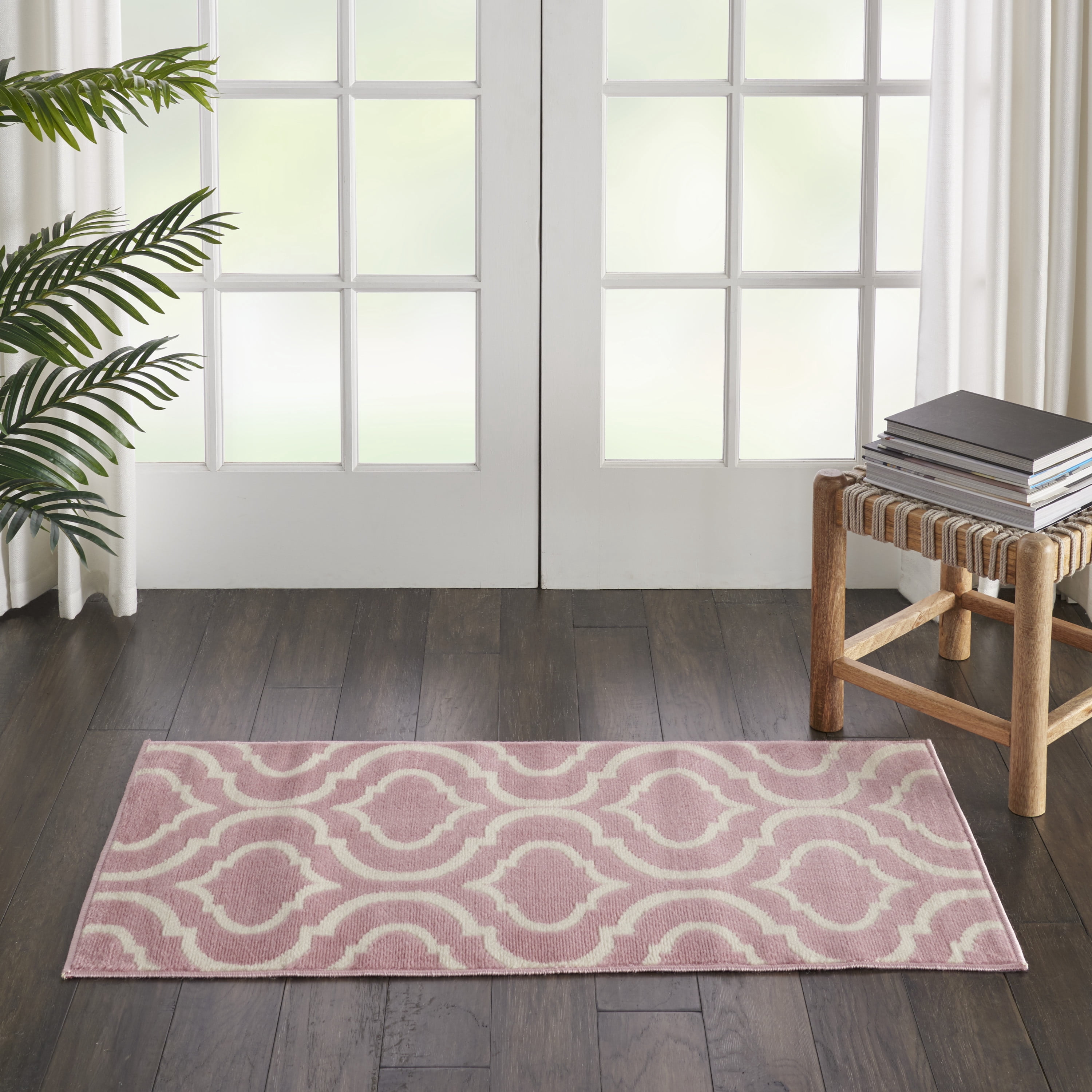 Nourison Bliss Transitional Moroccan Pink 2' x 4' Area Rug, (2' x 4')