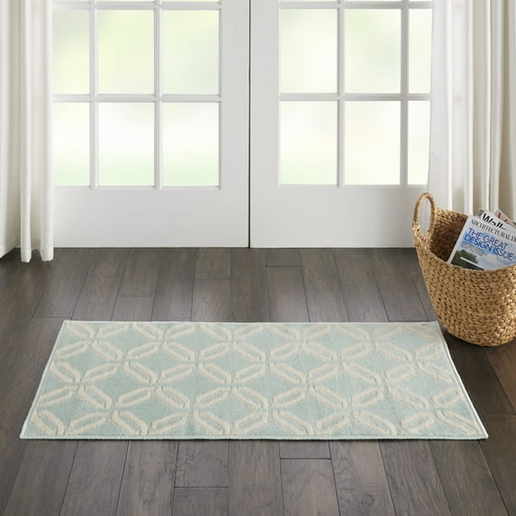 Nourison Bliss Transitional Trellis Green 2' x 4' Area Rug, (2' x 4')