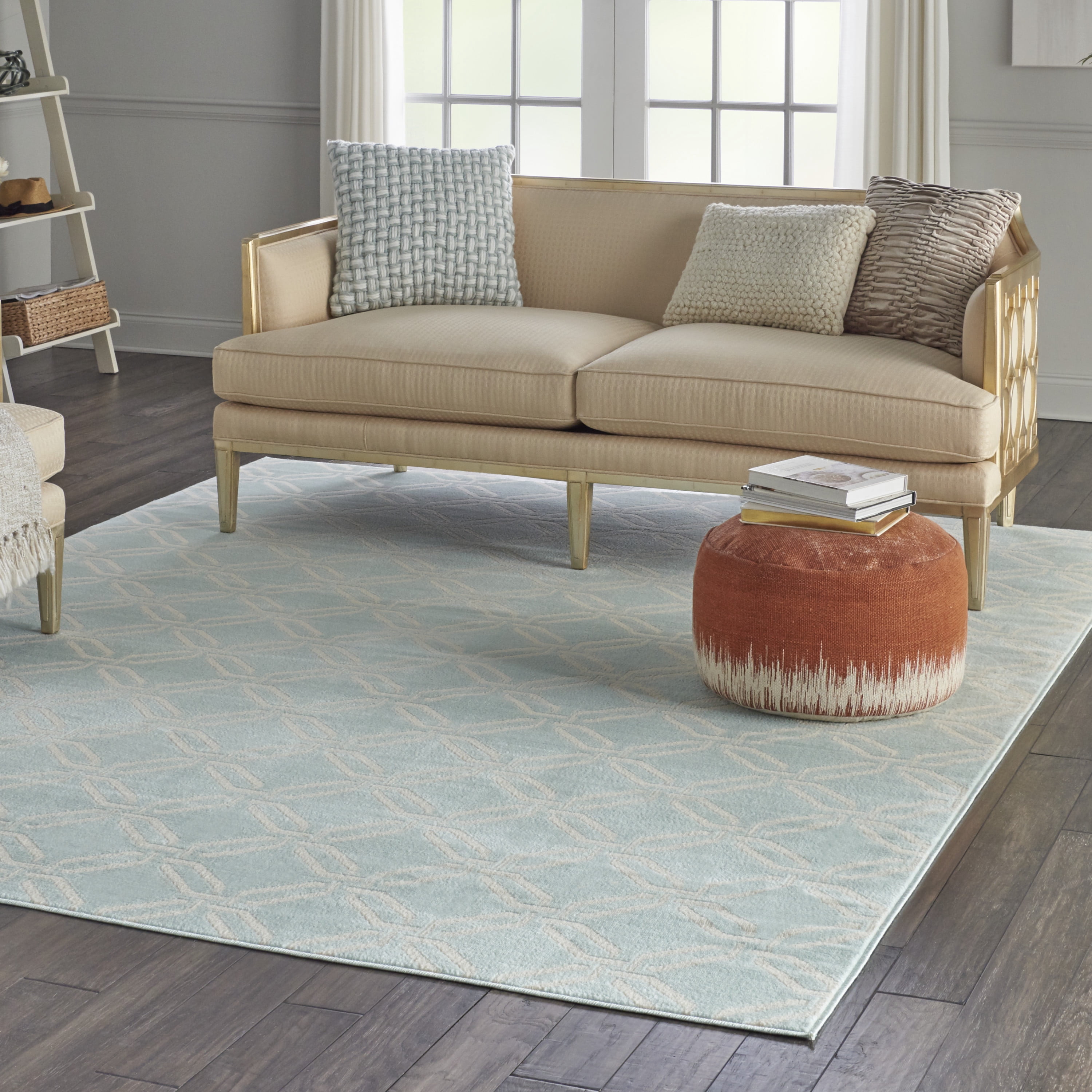 Nourison Bliss Transitional Trellis Green 7'10" x 9'10" Area Rug, (8' x 10')