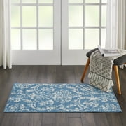 PINEWOOD GROVE Nourison Bliss Vintage Farmhouse Blue 2' x 4' Area Rug, (2' x 4')