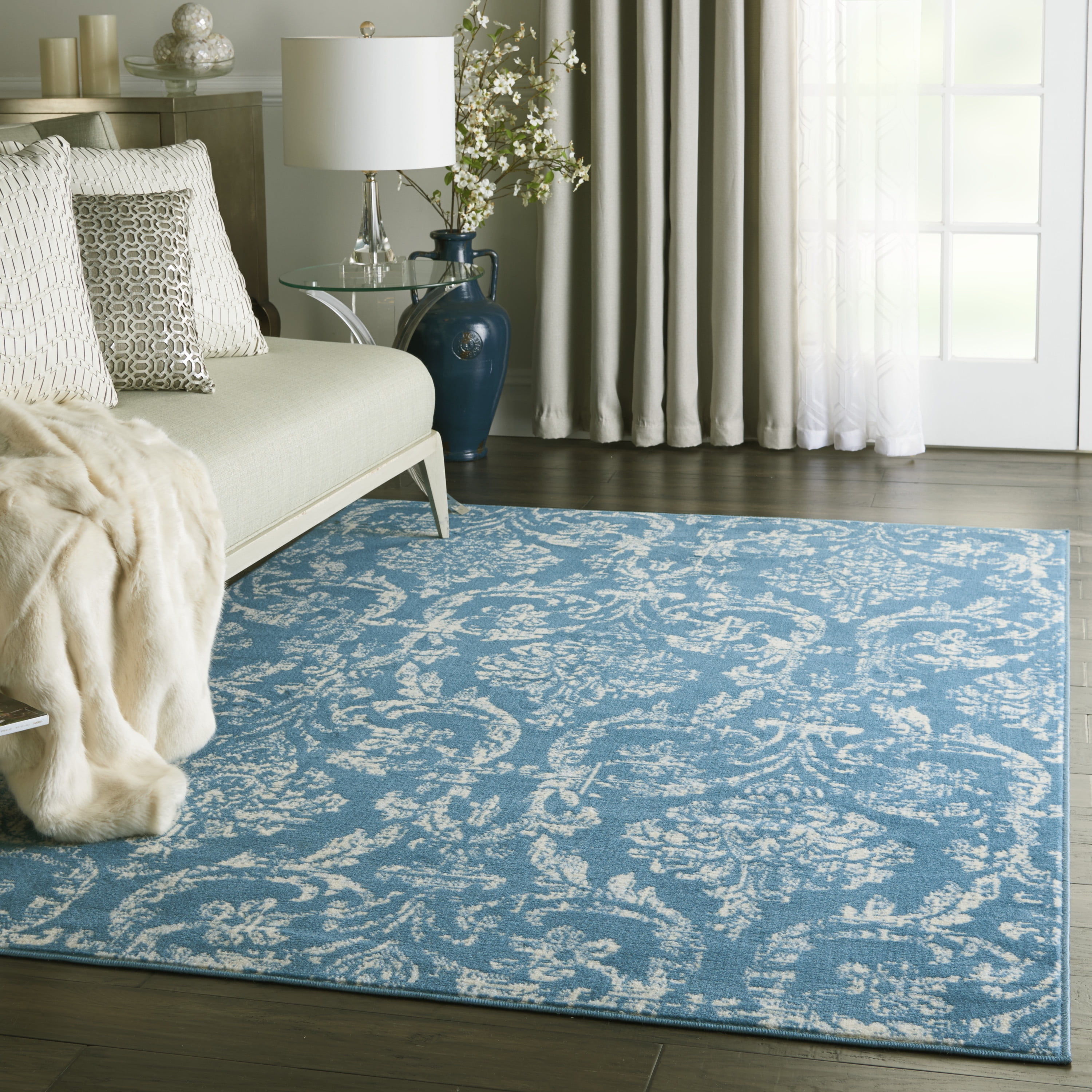 Nourison Bliss Vintage Farmhouse Blue 6' x 9' Area Rug, (6' x 9')