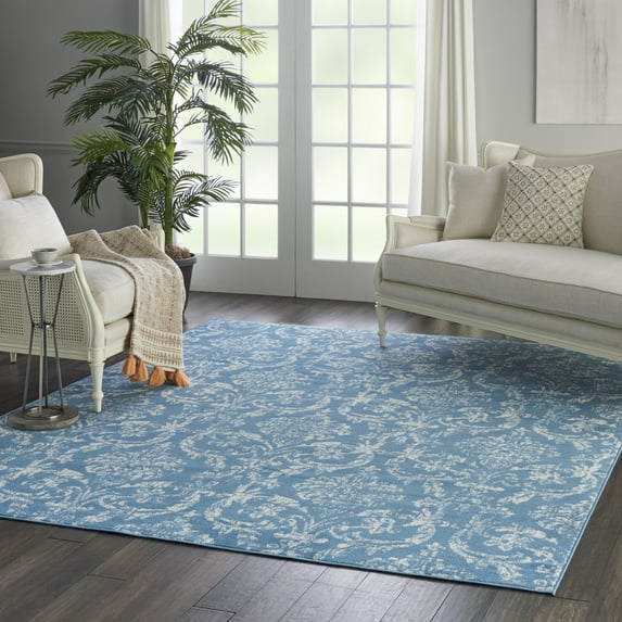 Nourison Bliss Vintage Farmhouse Blue 7'10" x 9'10" Area Rug, (8' x 10')