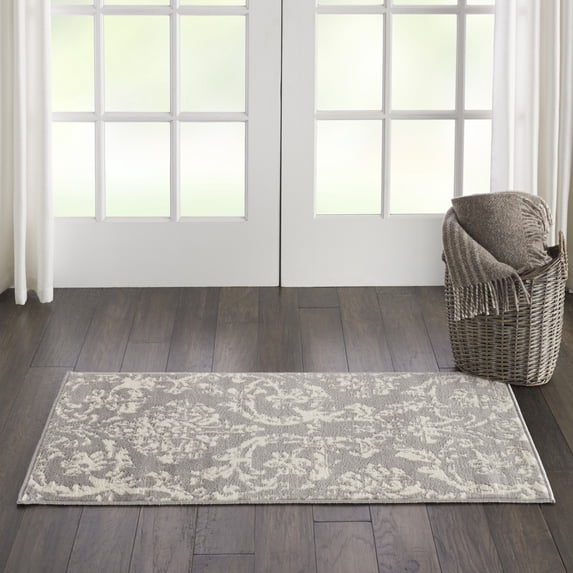 Nourison Bliss Vintage Farmhouse Grey 2' x 4' Area Rug, (2' x 4')