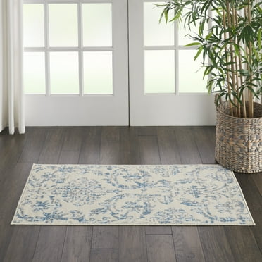 Nourison Bliss Vintage Farmhouse Ivory/Blue 2' x 4' Area Rug, (2' x 4')