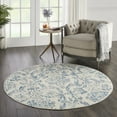 thumbnail image 1 of Nourison Bliss Vintage Farmhouse Ivory/Blue 5'3" x Round Area Rug, (5' Round), 1 of 6