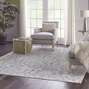 Nourison Bliss Vintage Farmhouse Ivory/Blue 7'10" x 9'10" Area Rug, (8' x 10')