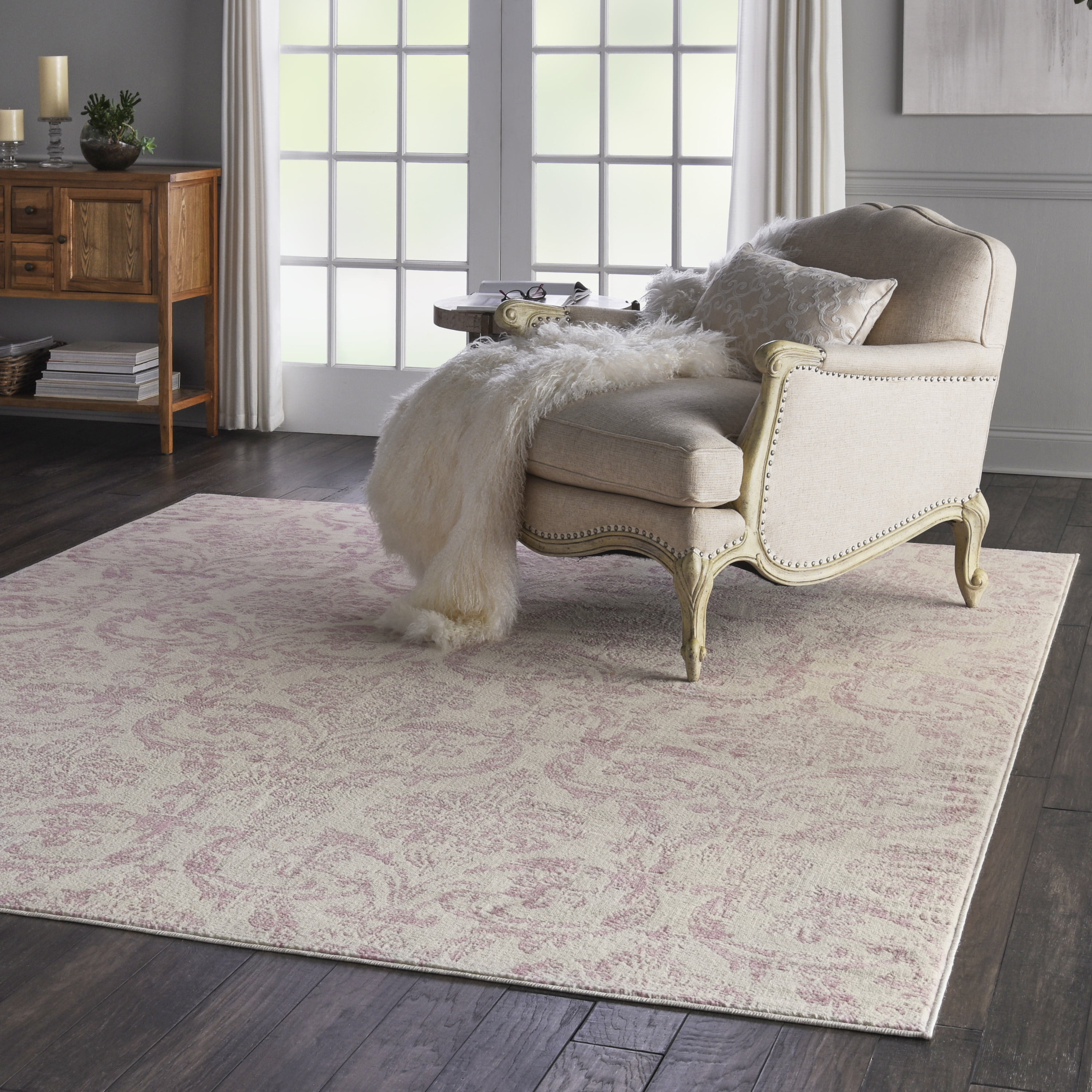 Nourison Bliss Vintage Farmhouse Ivory/Pink 7'10" x 9'10" Area Rug, (8' x 10')