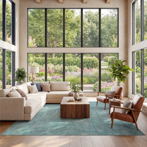 Nourison Botanical Washables 7'6" x 9'10" Green Modern Indoor Rug