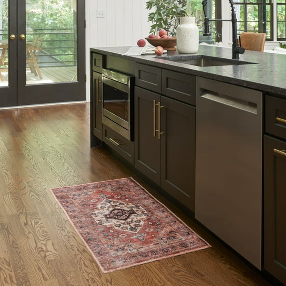 Nourison Brilliance Machine Washable 2' x 4' Rust/Multicolor Vintage Indoor Rug