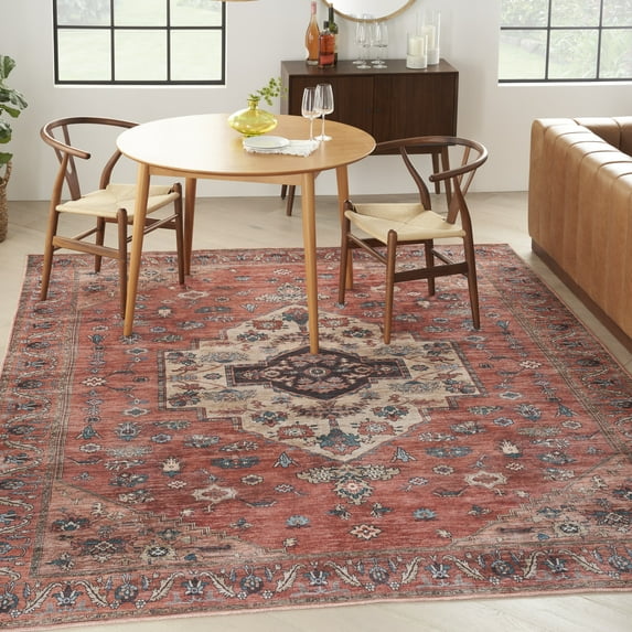 Nourison Brilliance Machine Washable 5'3" x 7'3" Rust/Multicolor Vintage Indoor Rug