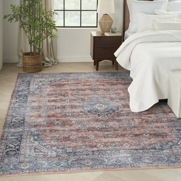 Nourison Brilliance Machine Washable Bohemian Blue/Multi 9'2" x 12' Area Rug, (9x12)