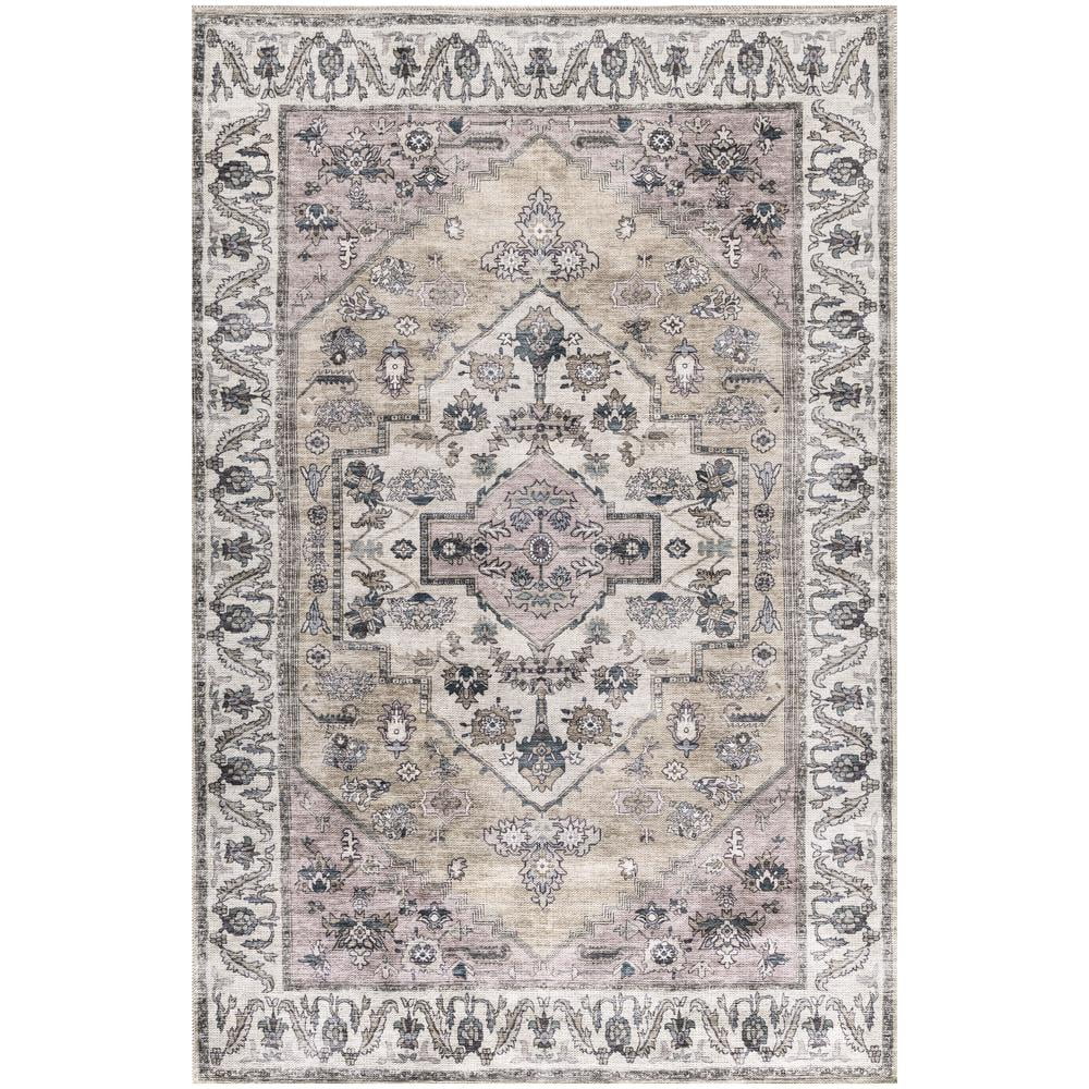 Brilliance 4' x 6' Beige Multicolor Washable Synthetic Rug
