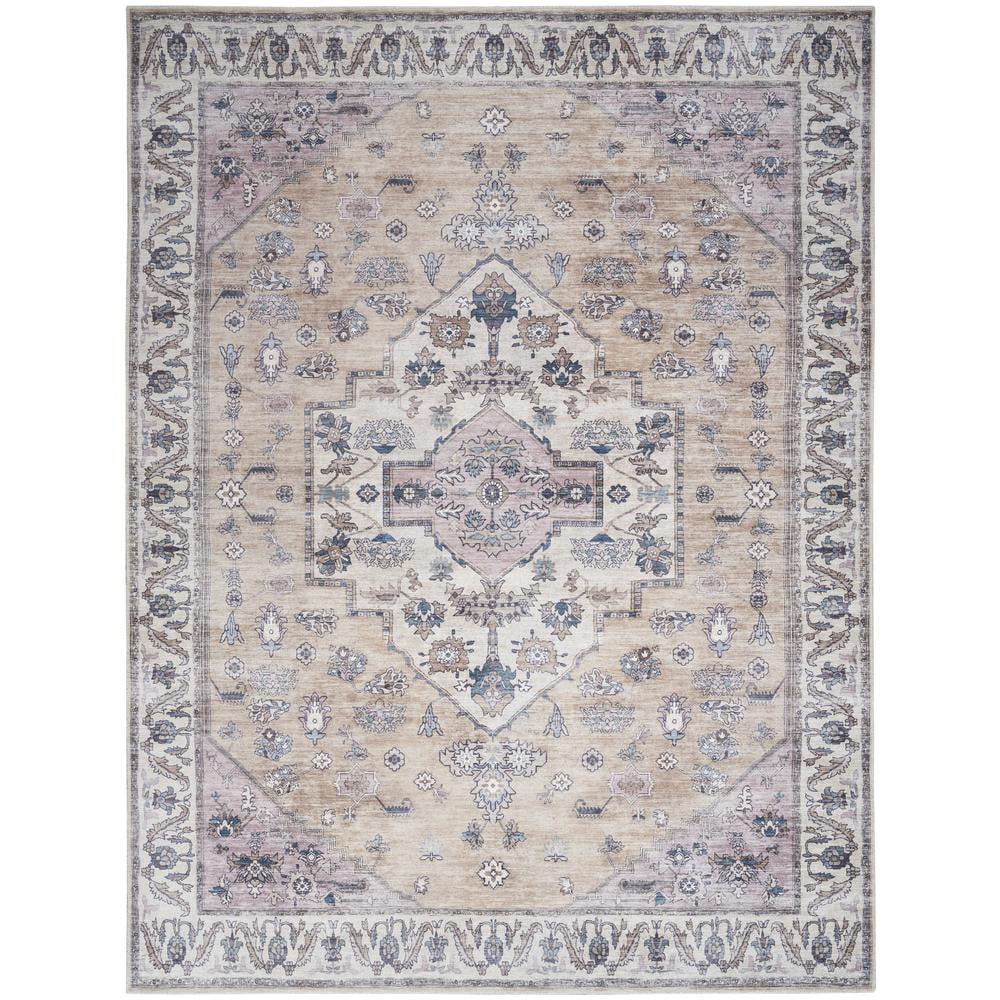 Brilliance Persian Beige Multicolor Chenille 8' x 10' Washable Rug