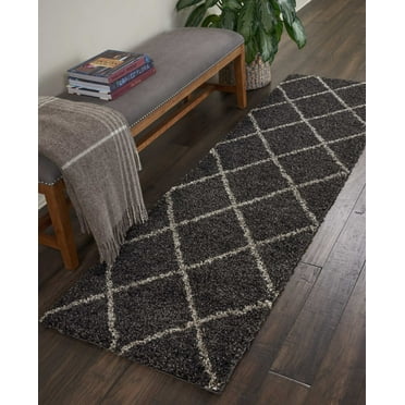 Nourison Brisbane Trellis Charcoal 2'2" x 7'6" Area Rug, (2x8)
