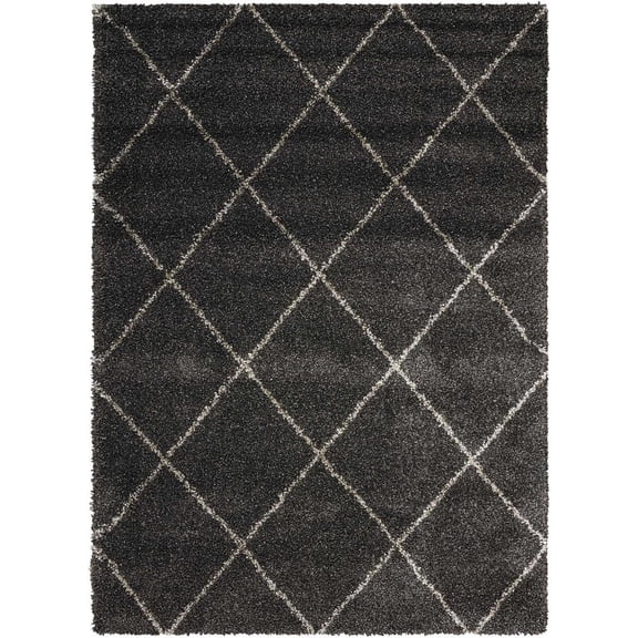 Nourison Brisbane Trellis Charcoal 5' x 7' Area Rug, (5x7)