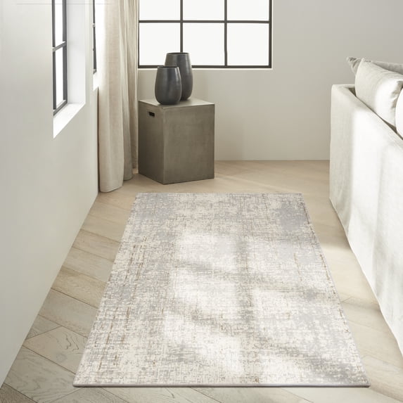 Nourison CK950 Rush Abstract Grey 3'2" x 5' Area Rug (3x5)