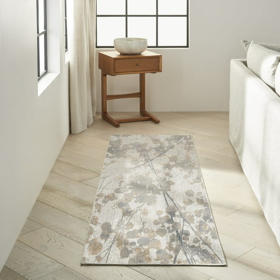 Nourison CK950 Rush Abstract Grey Multicolor 2'3" x 7'3" Area Rug (2x7)