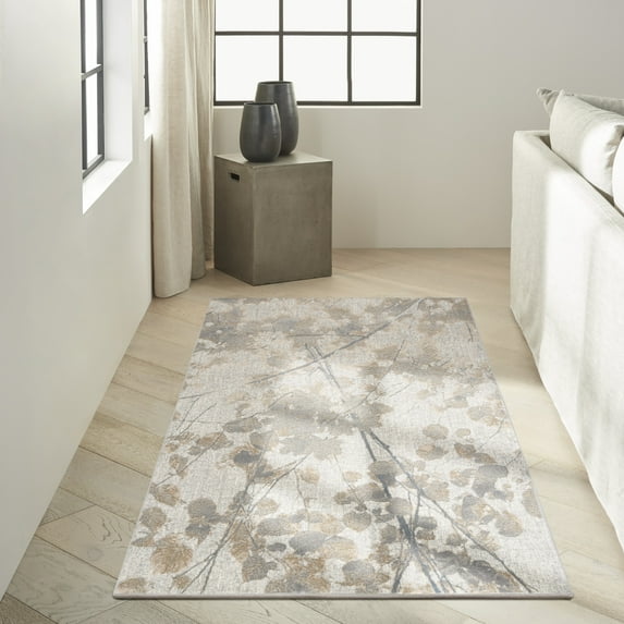 Nourison CK950 Rush Abstract Grey Multicolor 3'2" x 5' Area Rug (3x5)