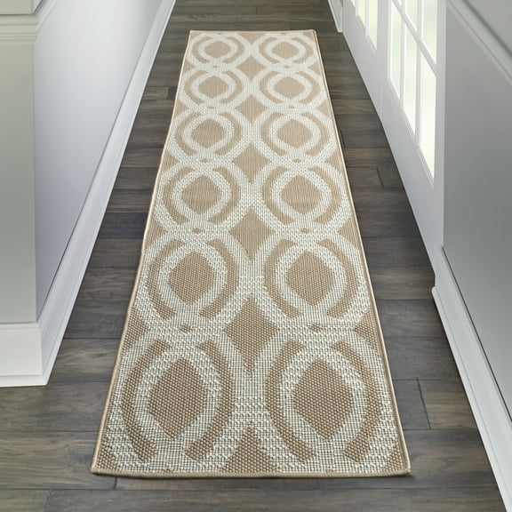 Nourison Calabas Beach Beige/Cream 2'2" x 7'6" Area Rug, (2x8)