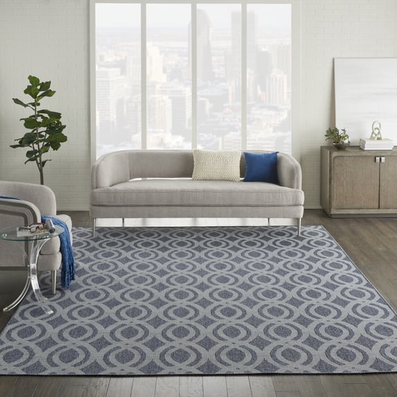 Nourison Calabas Persian Slate/Light Blue 8'10" x 12' Area Rug, (9x12)