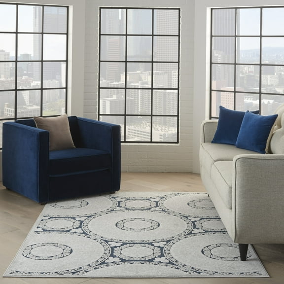 Nourison Calobra Modern Blue 5'3" x 7'3" Area Rug, (5x7)