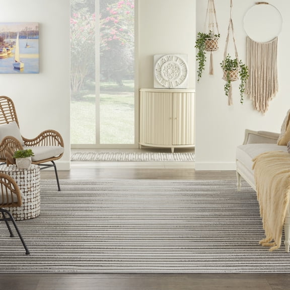 Nourison Calobra Modern Lt Grey 7'10" x 9'10" Area Rug, (8x10)