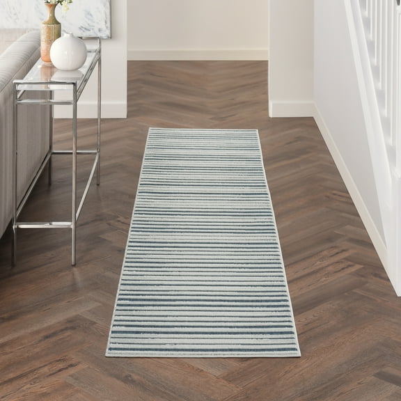 Nourison Calobra Trellis Blue 2'2" x 7'6" Area Rug, (2x8)