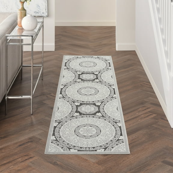 Nourison Calobra Trellis Grey 2'2" x 7'6" Area Rug, (2x8)