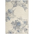 thumbnail image 1 of Nourison Calvin Klein Enchanting Botanical Floral Abstract Area Rug Ivory/Grey/Blue 5'3" x 7'3" 5' x 8', 1 of 8