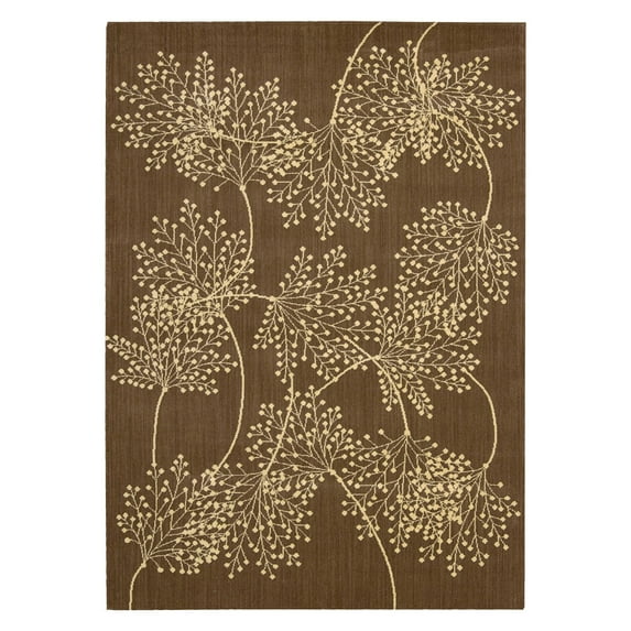 Nourison Capri Transitional Floral Chocolate 5' 3" x 7' 5" Area Rug
