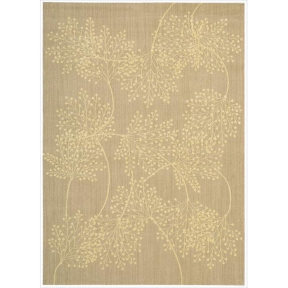Nourison Capri Wool Area Rug Beige 3'6" x 5'6" Latex Free Floral & Botanical 3' x 5' Indoor Green Rectangle