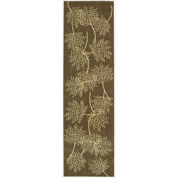 Nourison Capri Wool Area Rug Chocolate 2'3" x 8' Runner Latex Free Abstract 8' Runner Runner, Indoor Beige Runner, Rectangle