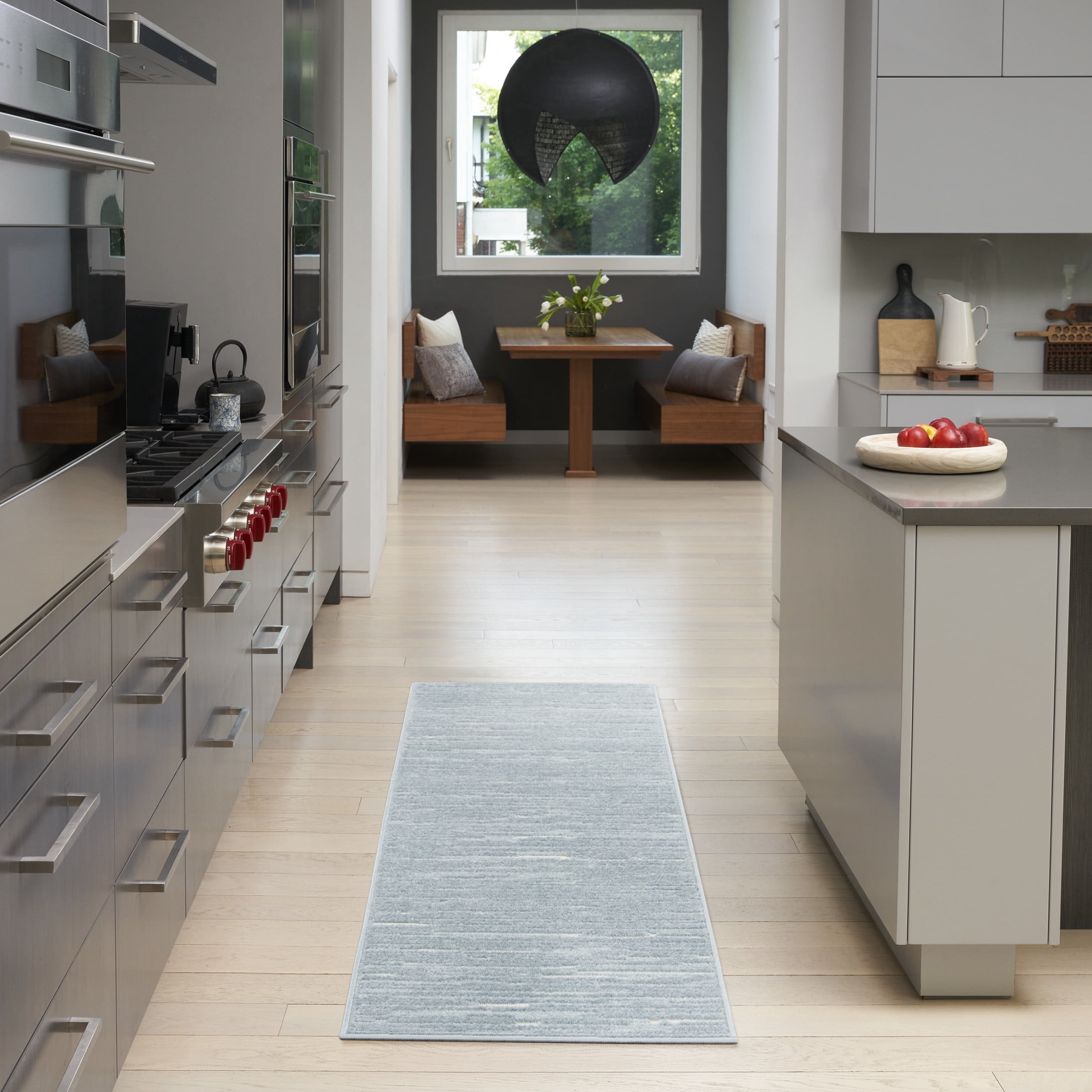 Nourison Care Free 2' x 6' Blue Modern Indoor Rug