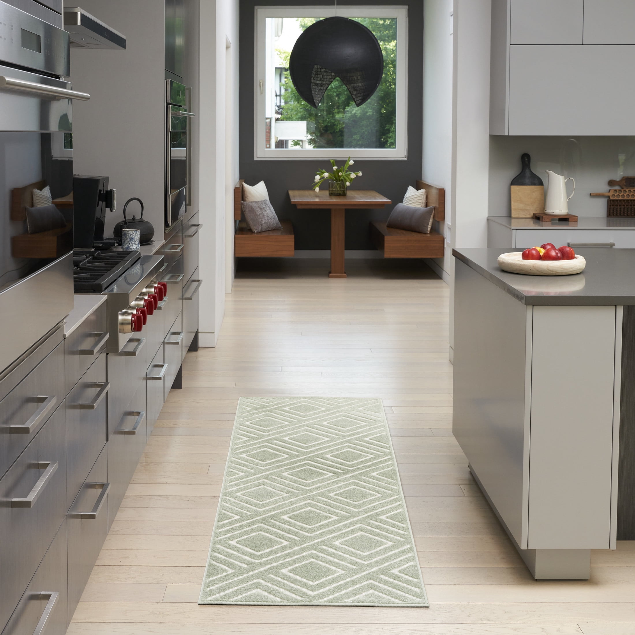 Nourison Care Free 2' x 6' Green Modern Indoor Rug