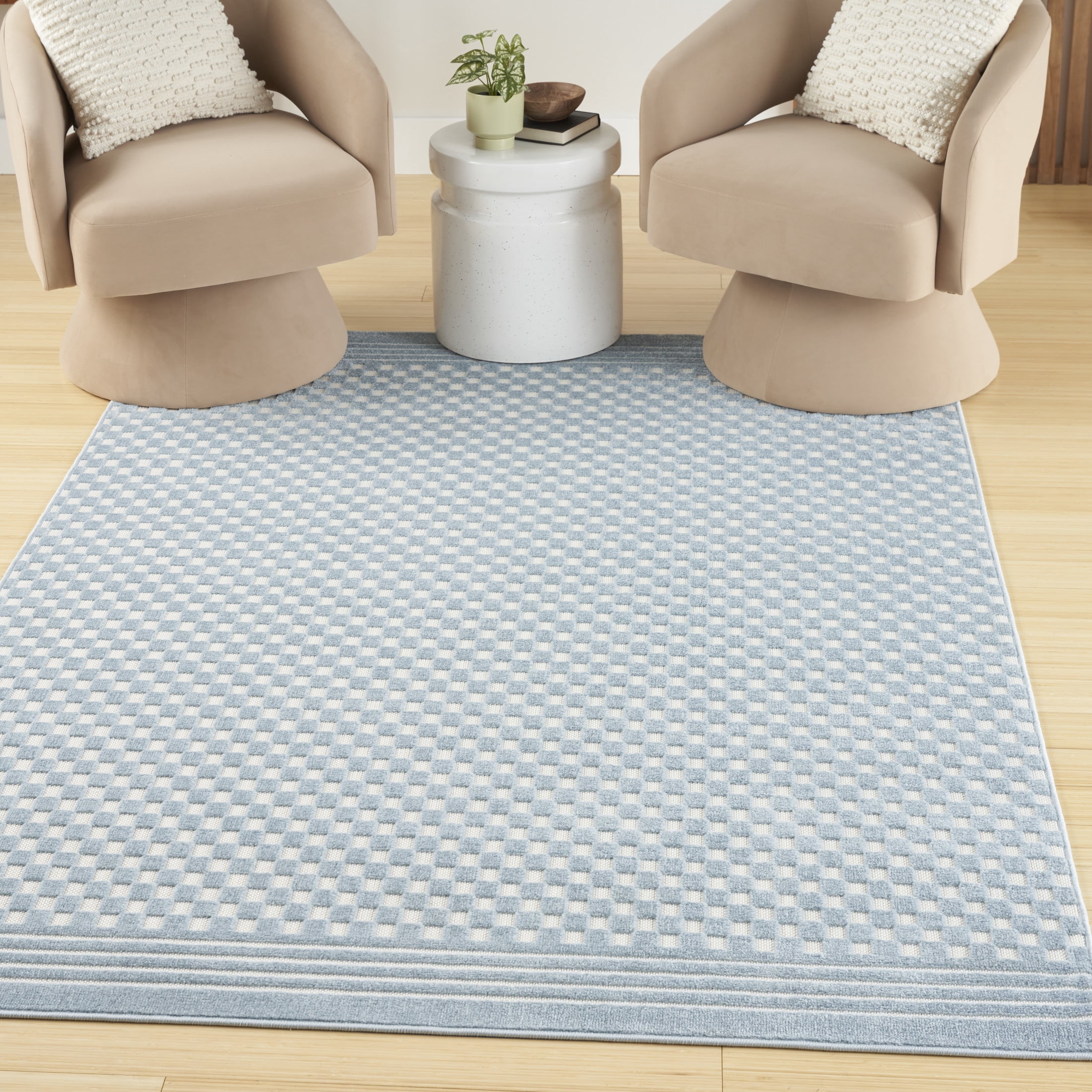 Nourison Care Free 3'11" x 5'11" Blue Modern Indoor Rug