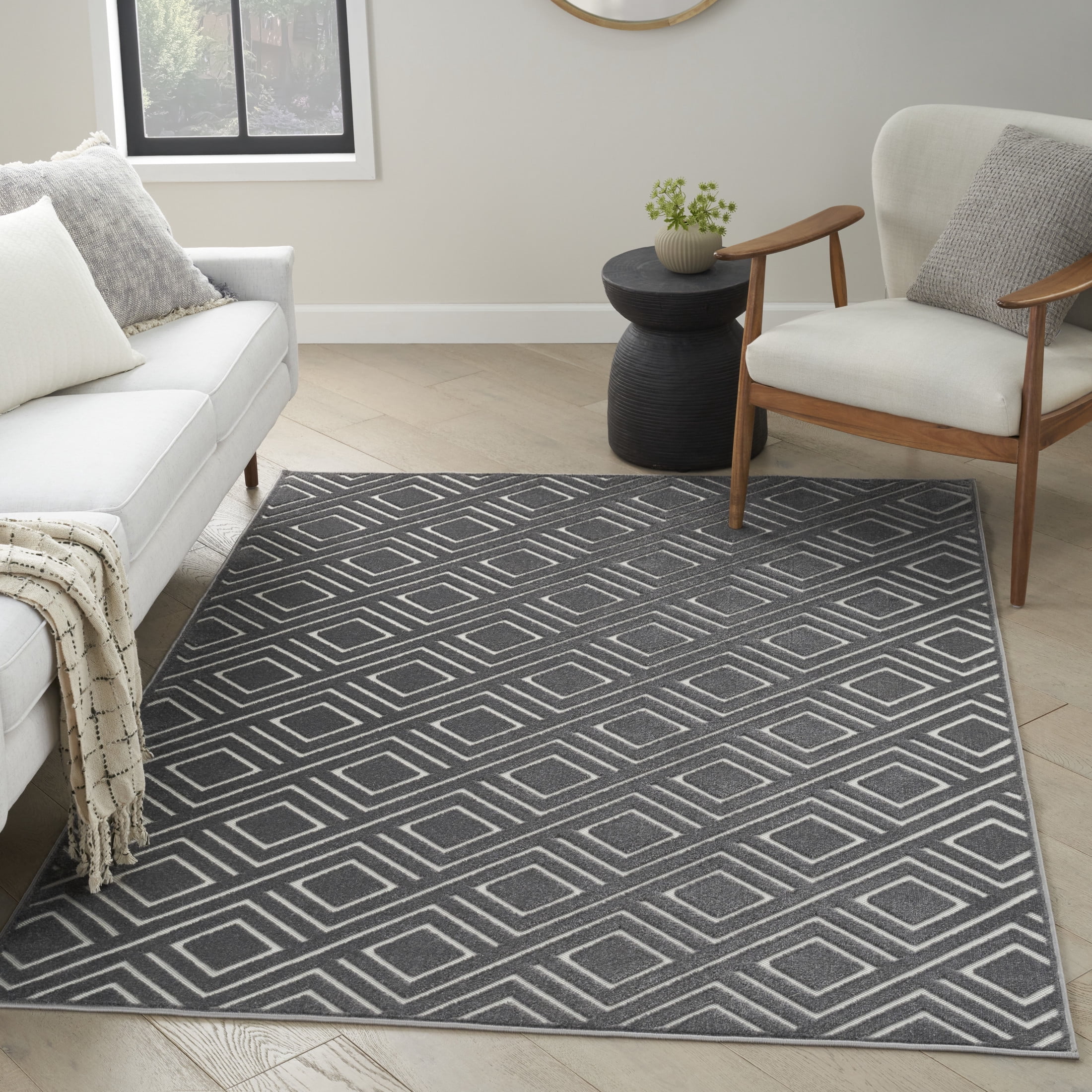 Nourison Care Free 3'11" x 5'11" Grey Modern Indoor Rug
