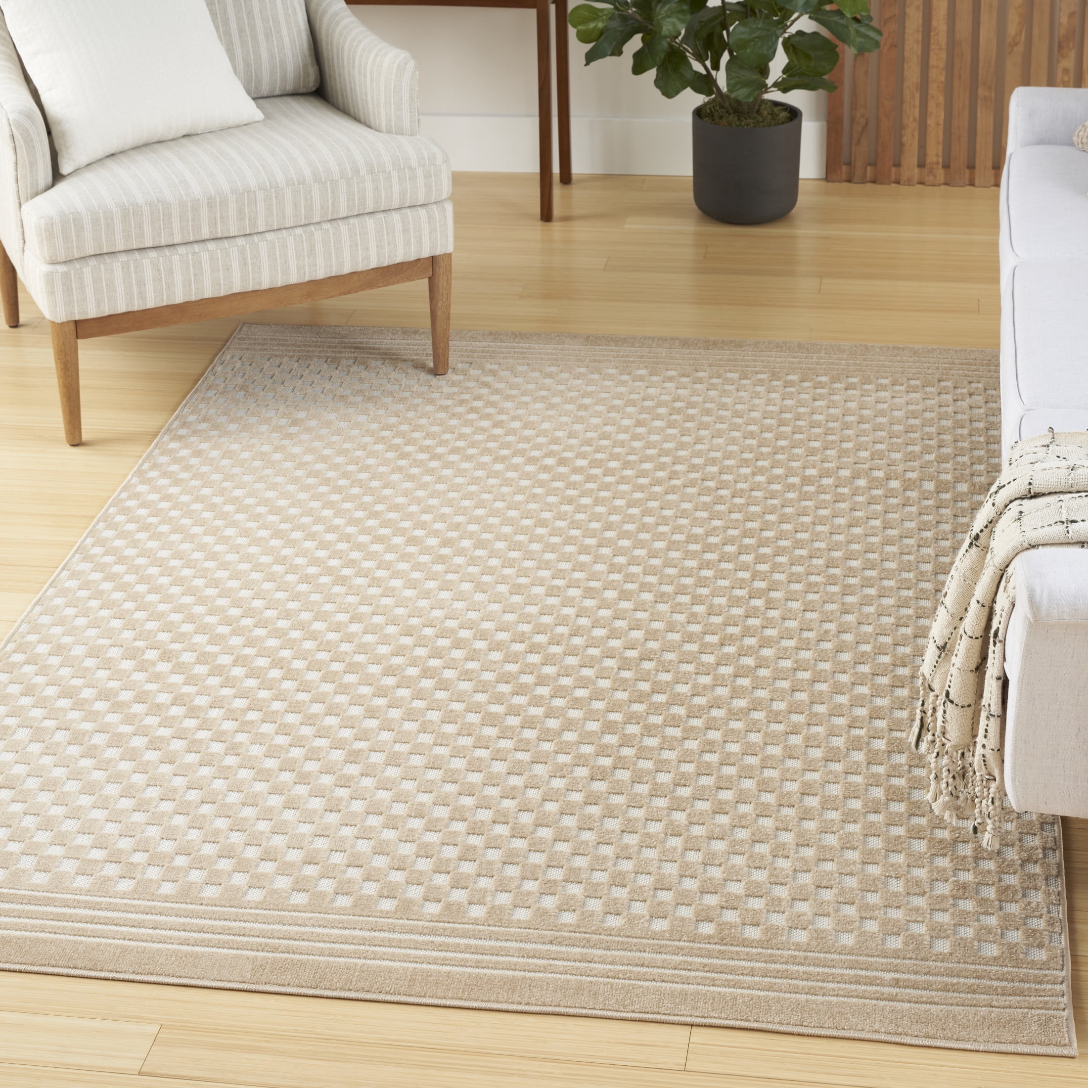 Nourison Care Free 3'11" x 5'11" Taupe Modern Indoor Rug