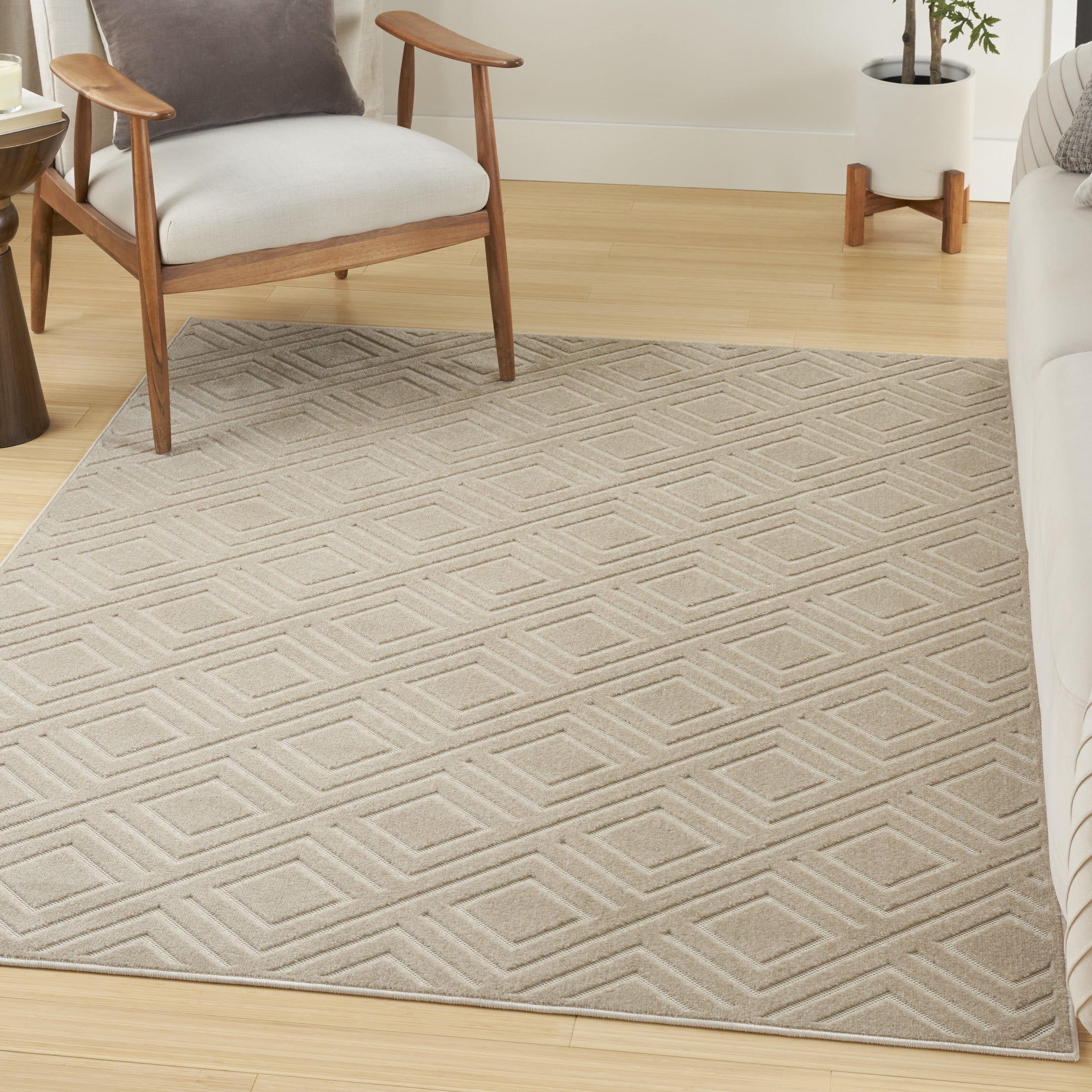 Nourison Care Free 6'7" x 9'2" Beige Modern Indoor Rug