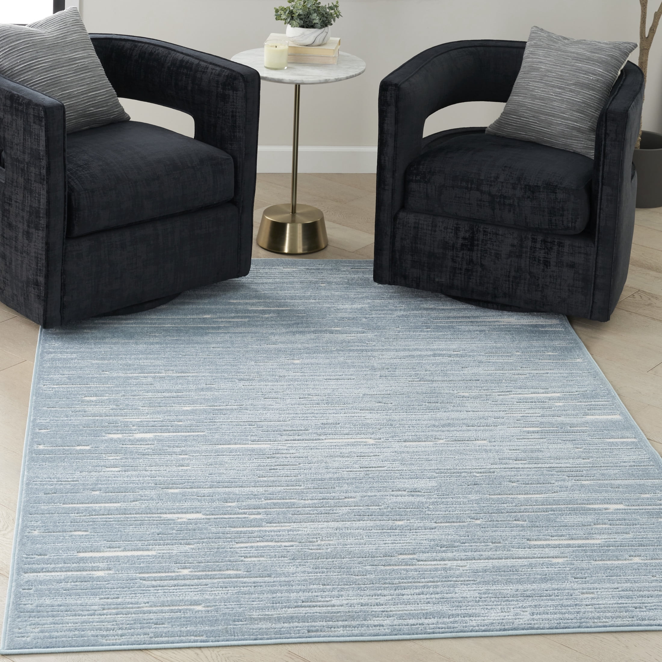 Nourison Care Free 6'7" x 9'2" Blue Modern Indoor Rug