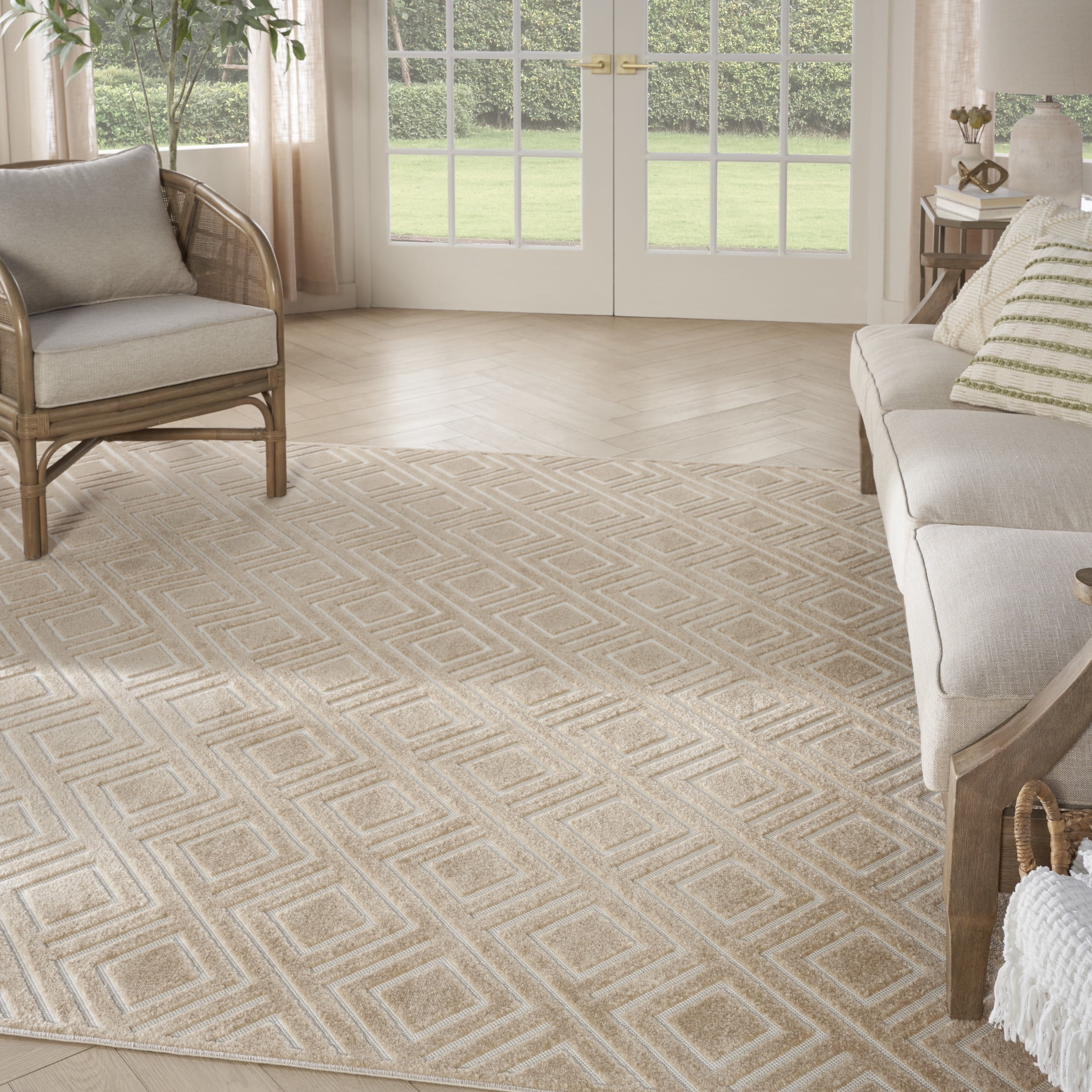 Nourison Care Free 7'10" x 9'10" Taupe Modern Indoor Rug