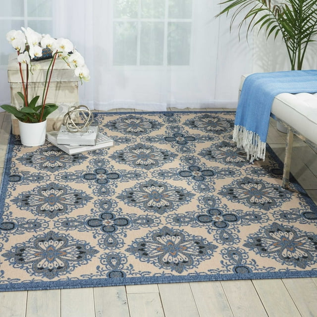 Nourison Caribbean All-over design Ivory/Blue Area Rug